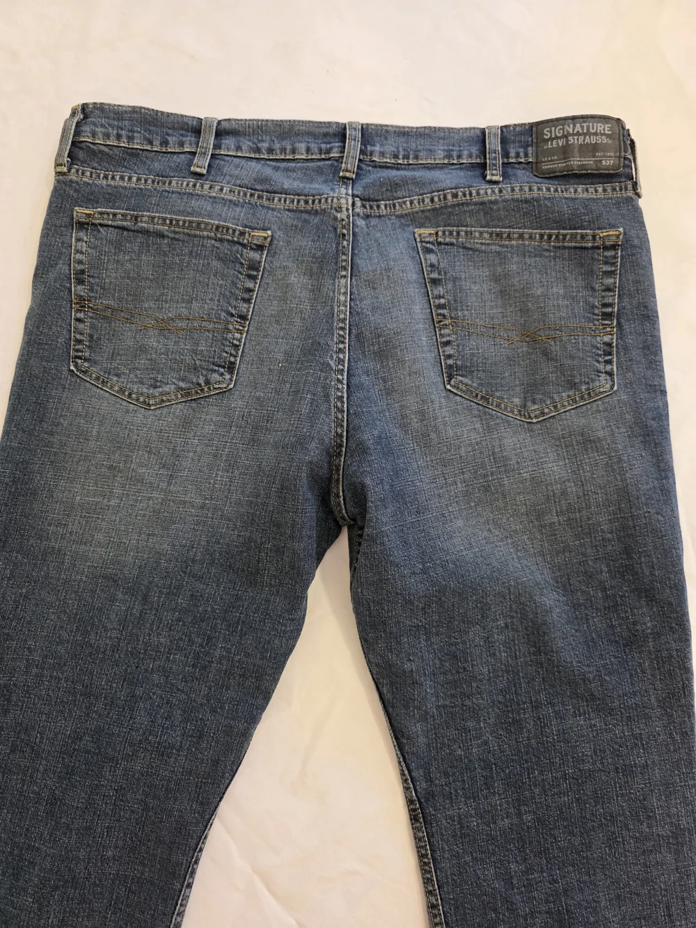 Signature By Levi Denims Slim Straight Fit Blue Stone Wash Jeans Men W40 L30